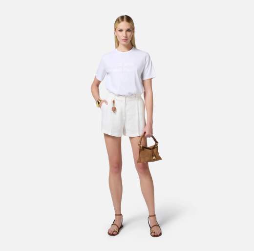 ELISABETTA FRANCHI T-Shirt In Jersey MA00251E2 Con Logo Ricamato e Strass