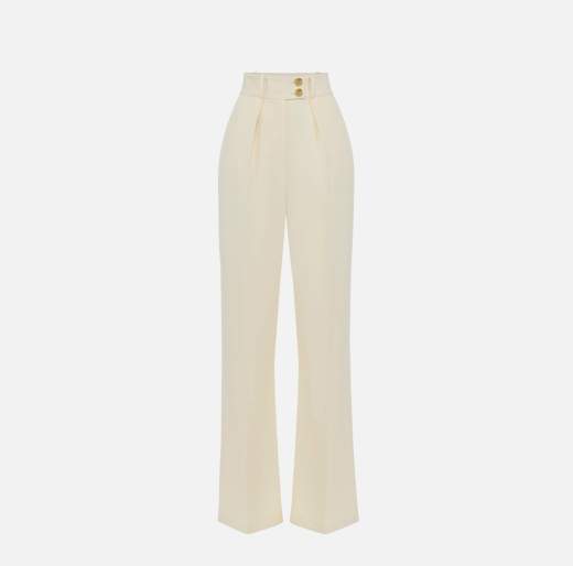 ELISABETTA FRANCHI Pantaloni In Crepe PA06451E2 Fluido Con Bottoni Dorati