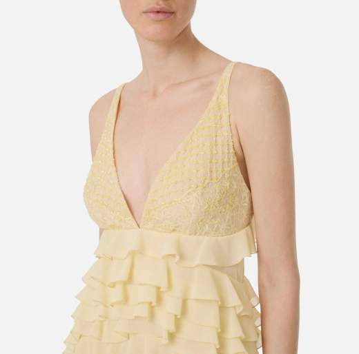 ELISABETTA FRANCHI Abito Red Carpet In Georgette ABR4252E2 Con Balze