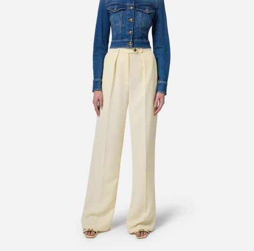 Elisabetta Franchi Pantaloni In Crepe PA06451E2 Fluido Con Bottoni Dorati