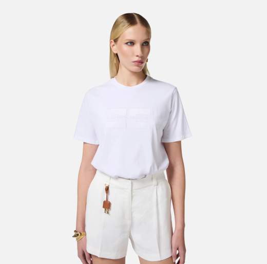 Elisabetta Franchi T-Shirt In Jersey MA00251E2 Con Logo Ricamato e Strass