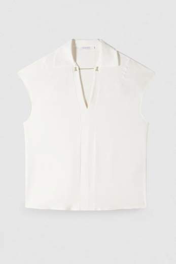 Patrizia Pepe Camicia Smanicata 8C0775 Essential Con Gemelli