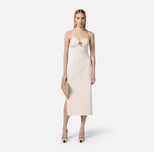 ELISABETTA FRANCHI Tubino In Crepe AB76951E2 Fluido Con Macro Fiocco