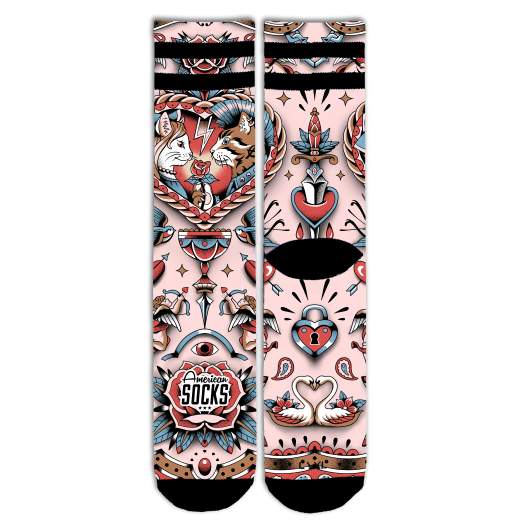 AMERICAN SOCKS FELINE HEARTS UNISEX ADULTO