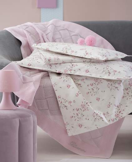 Completo lenzuola culla Lilibet in percalle di cotone stampato Blumarine