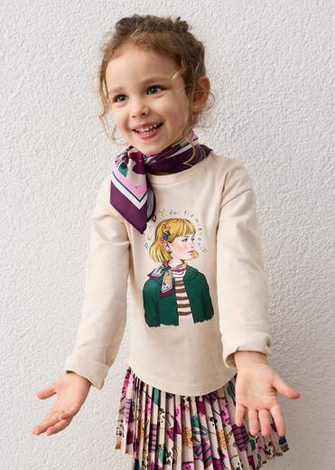 Mayoral T-shirt Con Foulard Bambine E Ragazze