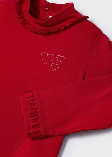 Dolcevita neonata con ruches e cuori in strass Mayoral