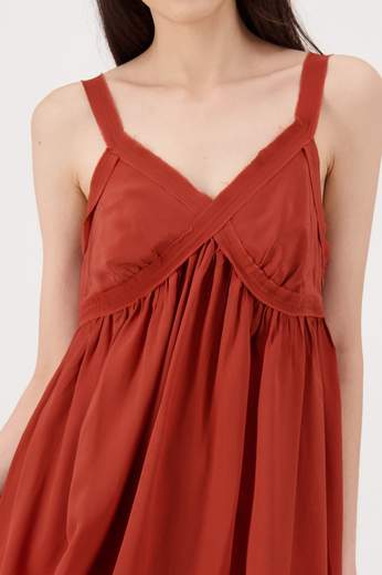 ESSENTIEL ANTWERP JACOBEAN DRESS BURNED RED