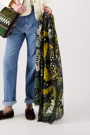 INOUI EDITIONS SCARF 100 PAPILLONS KHAKI