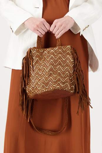 EN SHALLA ENSBAG48L16 COGNAC+GOLD