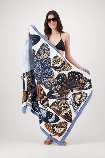 INOUI EDITIONS FOUTA 100 PAPILLONS BEIGE