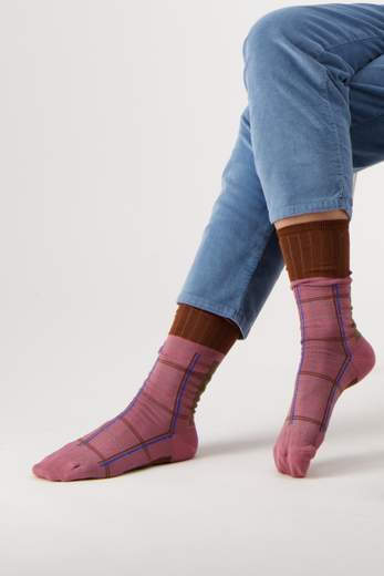 EXQUISITE J CA 87 CALZE CHECKS ROSA