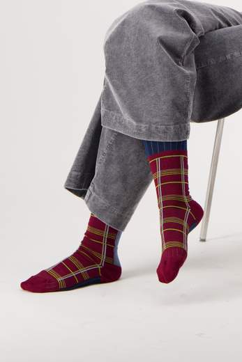 EXQUISITE J CA 87 CALZE CHECKS BORDEAUX