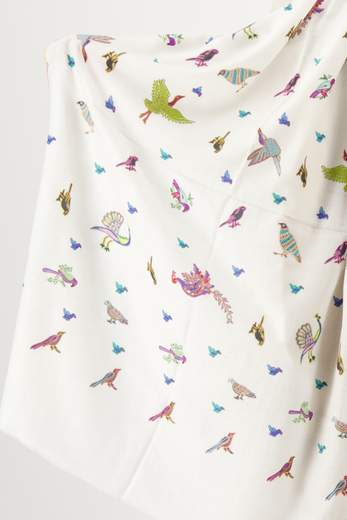 AMANDINE BIRDS PASHMINA WHITE