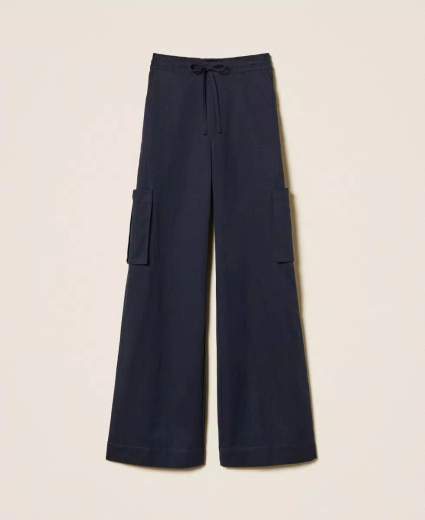 TWINSET PANTALONE CARGO IN GABARDINA