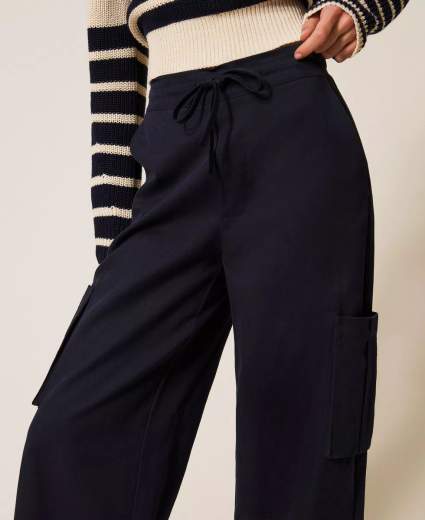TWINSET PANTALONE CARGO IN GABARDINA