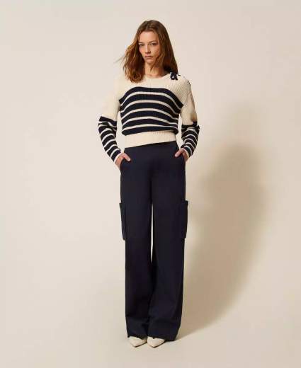 TWINSET PANTALONE CARGO IN GABARDINA