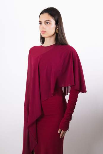 PATRIZIA PEPE PONCHO IN GEORGETTE ASIMMETRICO
