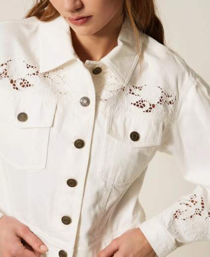 TWINSET GIACCA IN BULL CON RICAMO