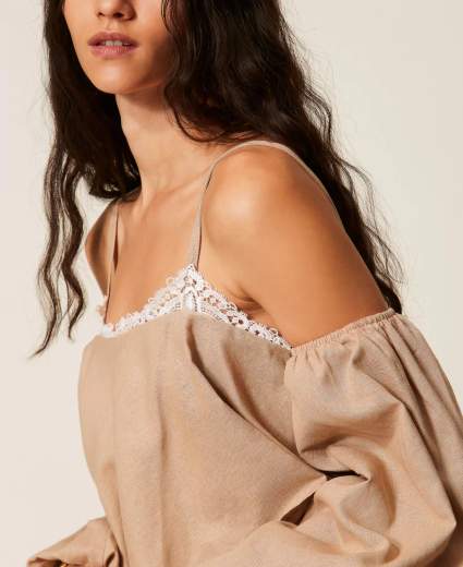 TWINSET TUTA CORTA CON DETTAGLIO MACRAME'