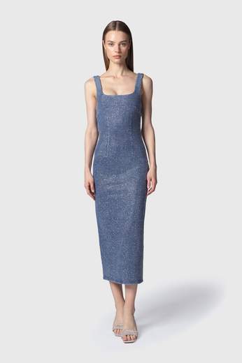 TWENTYFOURHAITCH TUBINO IN DENIM CON STRASS