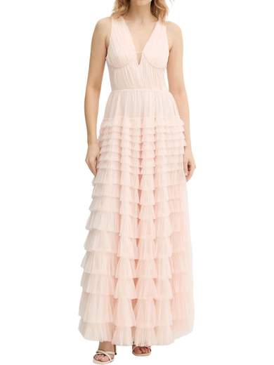 TWINSET ABITO LUNGO IN TULLE CON SCOLLO A 