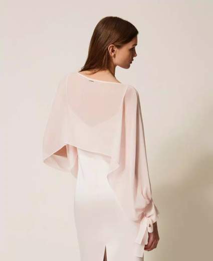 TWINSET BLUSA CROPPED IN GEORGETTE