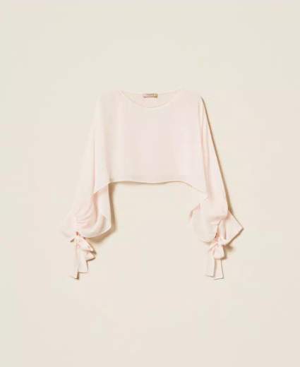 TWINSET BLUSA CROPPED IN GEORGETTE