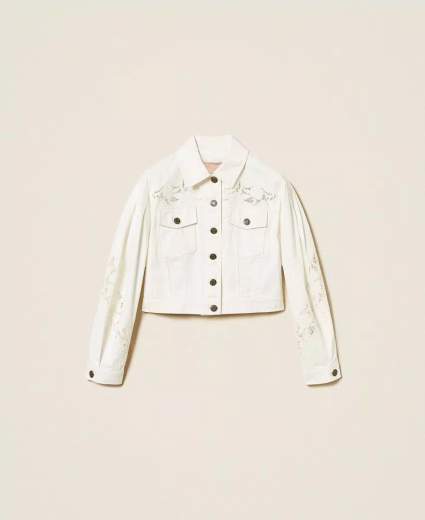 TWINSET GIACCA IN BULL CON RICAMO