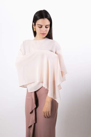 PATRIZIA PEPE PONCHO IN GEORGETTE ASIMMETRICO