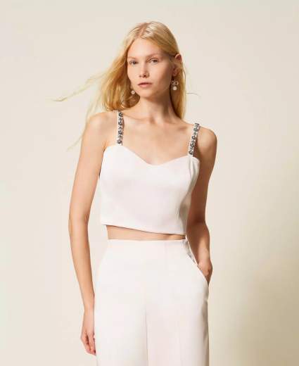 TWINSET TOP CROPPED IN DUCHESSE