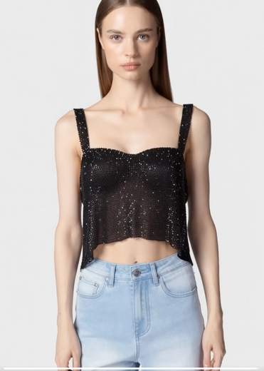 TWENTYFOURHAITCH TOP IN STRASS
