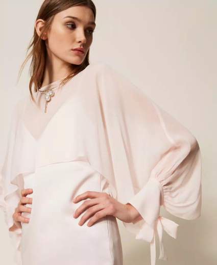 TWINSET BLUSA CROPPED IN GEORGETTE