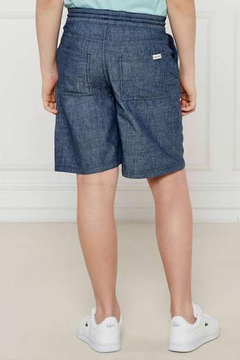 Calvin Klein Bambino Bermuda In Jeans Chambray Con Elastico In Vita.