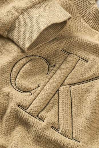 Calvin Klein Bambino Maglione In Cotone Con Logo Ricamato.