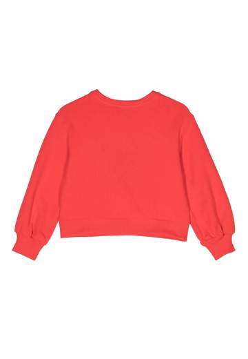 Moschino Bambina Felpa Per Bambina,stampa Teddy Con Con Cuore In Paillettes Rosse.