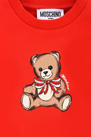 Moschino Bambina Felpa Per Neonata Con Teddy Fiocco In Paillettes.