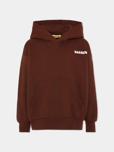 Barrow Bambino Felpa Marrone Con Cappuccio Stampa Logo Posteriore