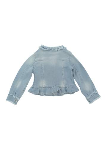 Elsy Bambina Giubbino In Jeans Per Bambina Con Perle Al Colletto.