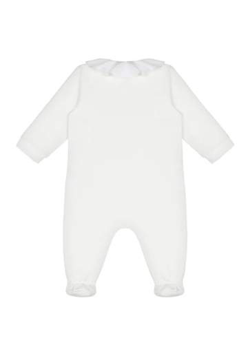 Moschino Neonata Tutina Con Voilant Al Colletto Stampa Teddy E Cuori.