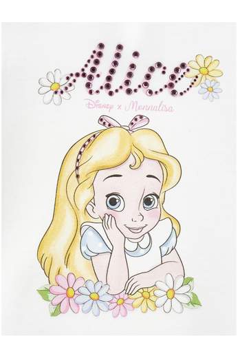 Monnalisa Bambina T-shirt Per Neonata Con Alice E Applicazione Strass.
