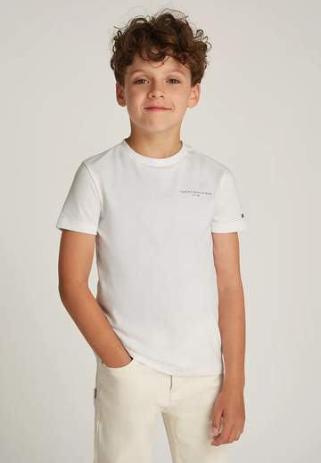 Tommy Hilfiger Bambino T-shirt Bianca Per Bambino Con Stampa Logo.