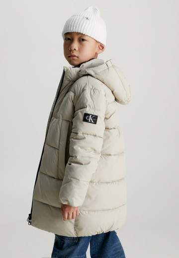 Calvin Klein Bambino Giubbino Beige Con Cappuccio Per Ragazzo.