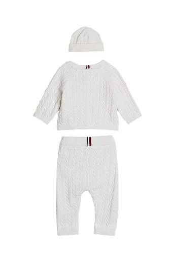 Tommy Hilfiger Neonato Set Per Neonato Maglione Con Bottoni Pantalone E Cappello.