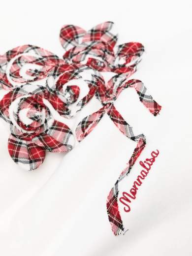 Monnalisa Neonata Coperta Per Neonata Con Inserimenti In Tessuto Tartan.
