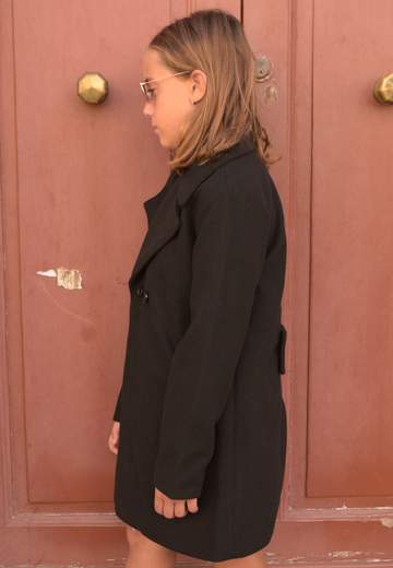 Manila Grace Bambina Cappotto Nero Doppio Petto Per Ragazza.