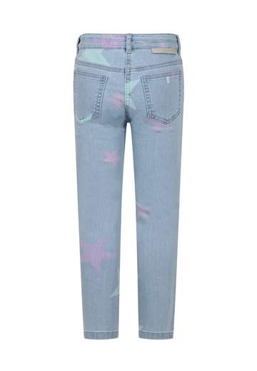 Stella Mc Cartney Bambina Jeans Per Bambina Con Stampa Stelle Verde E Glicine.