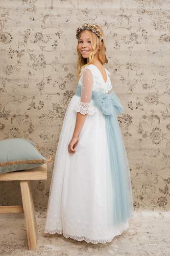 Delados Bambina Abito In Tulle Con Ricami.