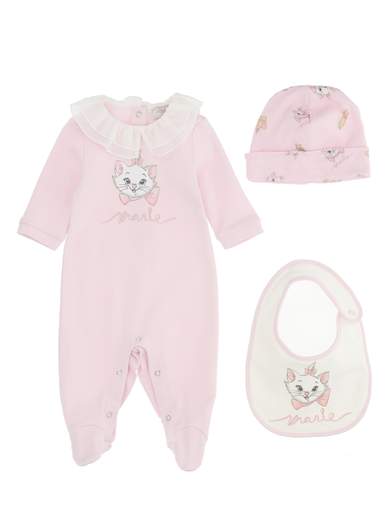 Monnalisa Neonata Set Per Neonata Tutina Bavetta E Cappello,stampa Gatta.