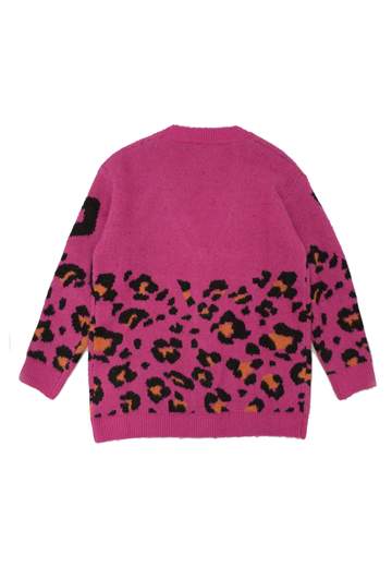 Pinko Bambina Maxicardigan Per Ragazza Fucsia Maculato.